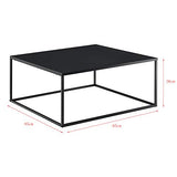 Table Basse Carrée Stylée pour Salon en Métal Surface Anti-Éraillures 38 x 85 x 85 cm Noir Mat