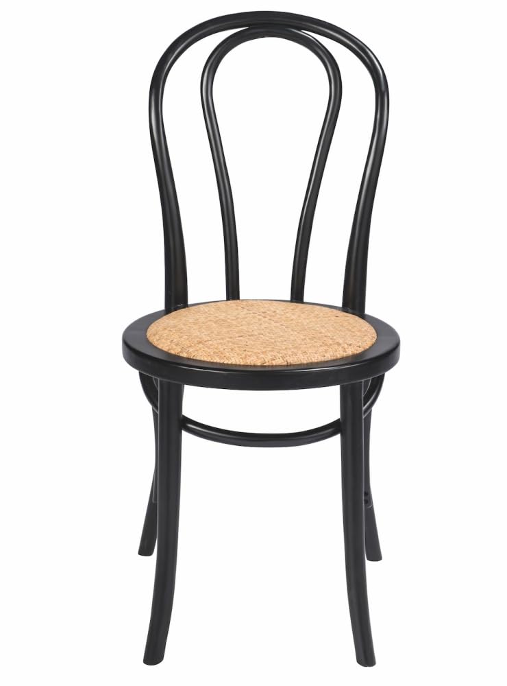 Chaise de bistrot Levis - Noire - Assise tressée