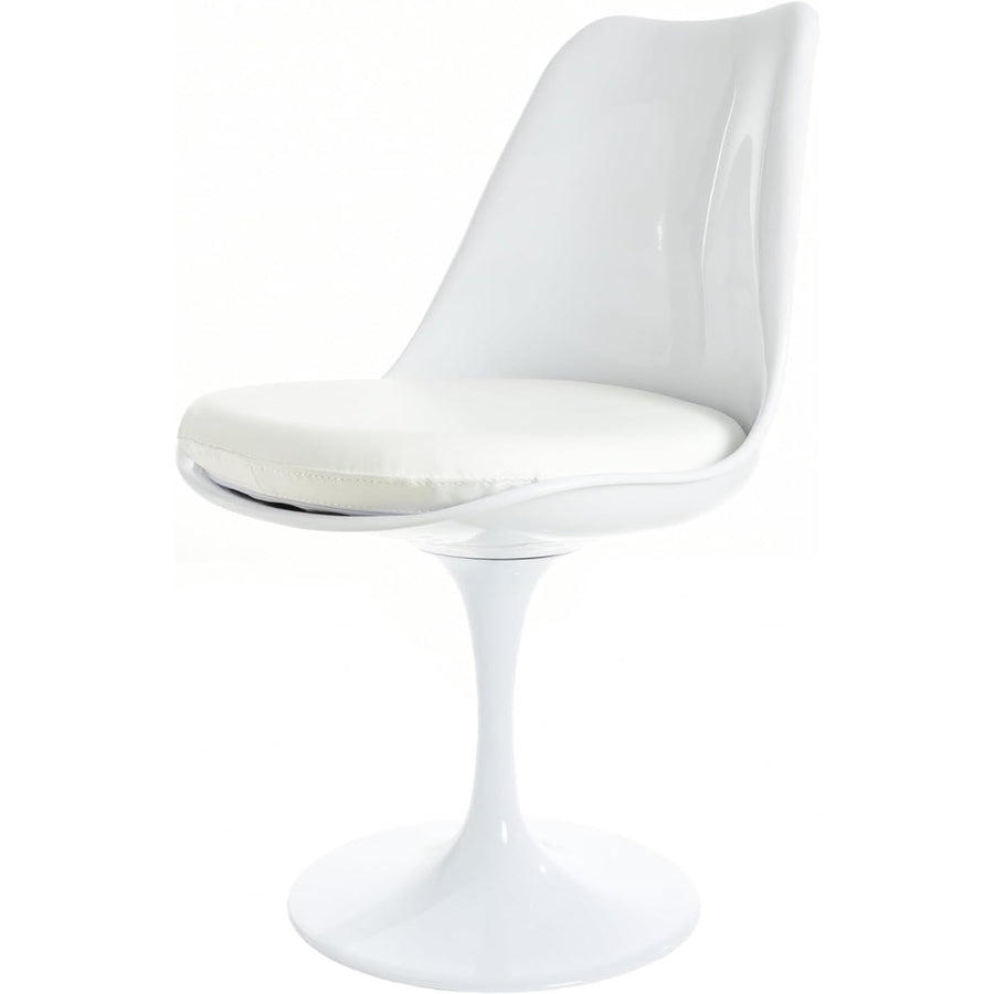 Fusion Living Chaise latérale pivotante Blanc Brillant et Blanc PU Fusion Living Chaise latérale pivotante Blanc Brillant et Blanc PU