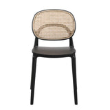 Kosmi Chaise Noire, Assise Bois et cannage Naturel