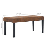 vidaXL Banc Banc d'Entrée Banc de Couloir Siège Banquette de Salon Meuble de Salon Intérieure Salle de Séjour Maison 106 cm Marron Similicuir Daim