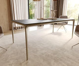 DeLife Table-à-Manger Escina Céramique Laminam®Noir Désir Marron 200x100 cm Piètement Aluminium