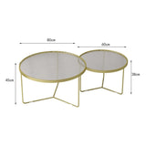 WENNEWU Table Basse De Salon Moderne, Table De Canapé De Luxe LéGèRe Et Moderne, Table Basse en Verre Ronde, Ensemble Gigogne De 2, pour Table Centrale De Salon,Blanc,80+60cm
