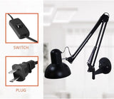 Applique murale industrielle noire à bras pivotant réglable à bras long, lampe en aluminium à double bras pliant for travail d'architecte, éclairage mural for chambre à coucher, lecture, salon, bureau