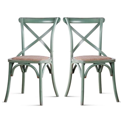 XINGJIAJI Chaise de Salle à Manger (2 pièces) en Bois de Caoutchouc américain, Vieille Chaise rétro Vintage, Chaise de Loisirs rembourrée, for Chaise de Chambre d'hôtel (Color : B)