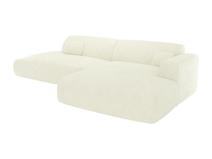 Vente-unique - Canapé d'angle Droit Ouvert en Velours côtelé Fines côtes Blanc cassé POGNI de Maison Céphy