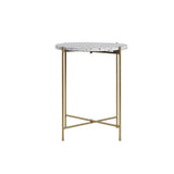 Table d'appoint Design Ronde en terrazzo et métal doré D40 cm Mezzo