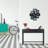 Relaxdays Table Console, Meuble d’appoint 2 tiroirs, HLP 81 x 110 x 42 cm, étroit, Couloir & Salon, Gain de Place, Noir