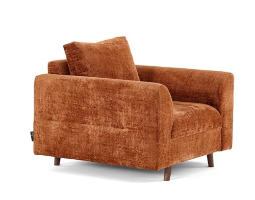 Lisa Design - Rune - Fauteuil en Velours texturé, Rouille