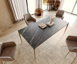 DeLife Table-à-Manger Escina Céramique Laminam®Noir Désir Marron 200x100 cm Piètement Aluminium