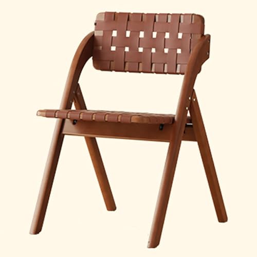 GAOBINGB Chaises de Salle à Manger Pliantes rétro, Chaise Pliable en Bois avec Dossier en Cuir tressé, Chaise sans accoudoirs en Cuir tressé à la Main, chaises d'appoint de Cuisine pour invités, Pet