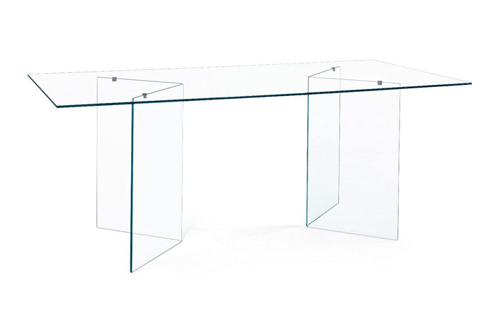 Mar.c.a. Design Table rectangulaire Iris, Plateau et Structure entièrement en Verre Non trempé épaisseur 10 mm - Mis. 180 x 90 x 75 cm.