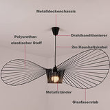 Suspension Vertigo noire - Moderne et créative - Pour salon, table à manger, chambre à coucher - Style vintage - Chapeau style vintage - Intensité variable - Hauteur réglable - E27 - Diamètre 80 cm