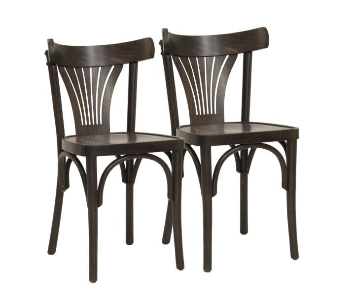 METRO Professional Chaises Lyra, Style Bistrot en Bois de Hêtre, Brun Noyer, Lot de 2, 80 x 44 x 49 cm