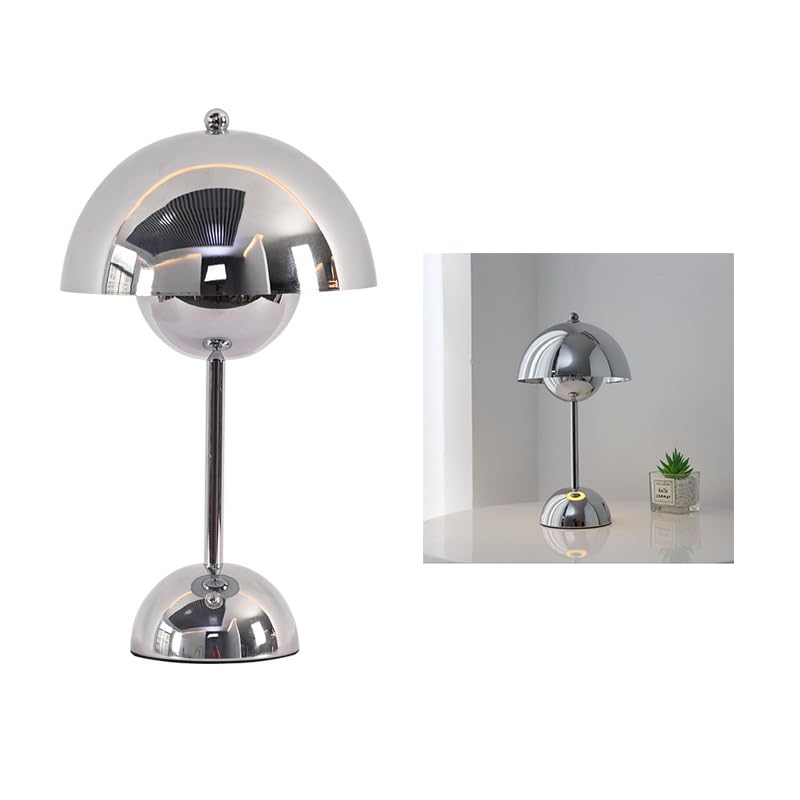 Hryx Lampe Champignon，Lampe De Chevet avec Contrôle Tactile, Lampe De Table en Champignon Dimmable Argent avec ，Chambre À Coucher, Salon, Étude, Chambre d'enfant, Bureau,B