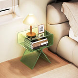 Table basse élégante en acrylique transparent de qualité supérieure avec étagère ouverte pour salon, chambre à coucher et bureau, pas de montage nécessaire, parfaite pour les petits espaces (petite