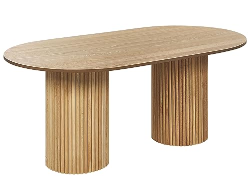 Table de Repas Ovale 180 x 100 cm en MDF et Bois d'Hévéa Bois Clair Sheridan