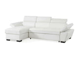 Vente-unique - Canapé d'angle Convertible en Cuir JONOVA - Blanc - Angle Gauche