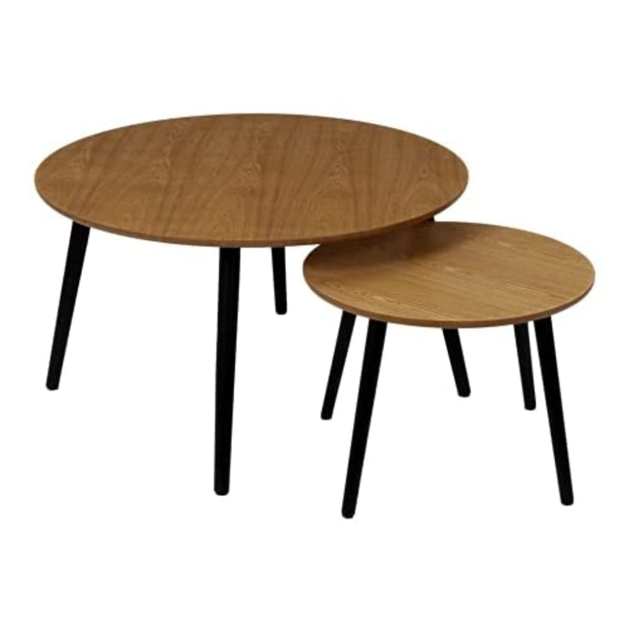 HOME DECO FACTORY HD7191 Table Gigogne Ronde X2 Appoint Salon, Bois-Noir, 80x45x80 cmHOME DECO FACTORY HD7191 Table Gigogne Ronde X2 Appoint Salon, Bois-Noir, 80x45x80 cm