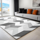 Tapis de Salon Géométrique Forme en V Triangle - Grand Tapis Lavable Super Doux et Antidérapant, Moquette Poil Ras Chambre, pour Manger, l'entrée et la Cuisine, 160x230 cm, Gris