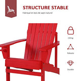 Outsunny Fauteuil de Jardin Adirondack Grand Confort Porte-gobelet intégré Bois de Sapin traité Peint Rouge