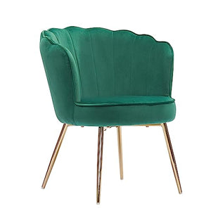 BAÏTA Fauteuil Coquillage Callista en Velours Vert Sapin et piètement métal doré