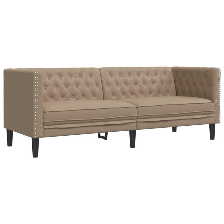 Gecheer Canapé à 3 Places Chesterfield Cappuccino Similicuir, Canapé de Salon pour Bureau à Domicile, Appartement, Petit Espace Gecheer Canapé à 3 Places Chesterfield Cappuccino Similicuir, Canapé de Salon pour Bureau à Domicile, Appartement, Petit Espace