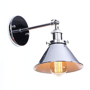 YFMYY 7 Couleur Retro Wall Light Industry E26 / E27 Edison à une tête Applique murale d'éclairage Applique Vintage Métal réglable for Loft Café Bar Salon Salle à manger (Color : Chrome)
