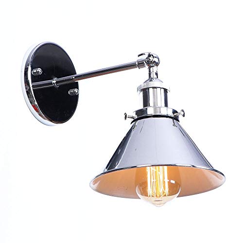 YFMYY 7 Couleur Retro Wall Light Industry E26 / E27 Edison à une tête Applique murale d'éclairage Applique Vintage Métal réglable for Loft Café Bar Salon Salle à manger (Color : Chrome)