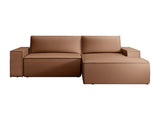 Vente-unique - Canapé d'angle Droit Convertible en Tissu Effet Cuir Marron Amelia