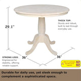 International Concepts IC Table de Salle à Manger Ronde en Bois véritable Massif, Bois de parawood Robuste, 91,4 cm, Brut