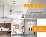 ZEHUILT Plafonnier Moderne, Lustre Suspendu Avec Abat-Jour Globe En Verre Blanc, Plafonnier Semi-Encastré à 3 LumièRes, Pour Salon Chambre Cuisine Couloir, Noir