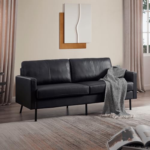 Z-hom Canapé en cuir 001 (noir, 2 places)