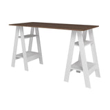 ACTUAL DIFFUSION Bureau 2 Tréteaux 4 Niches Blanc et Châtaignier L 135 H 75 P 60 cm