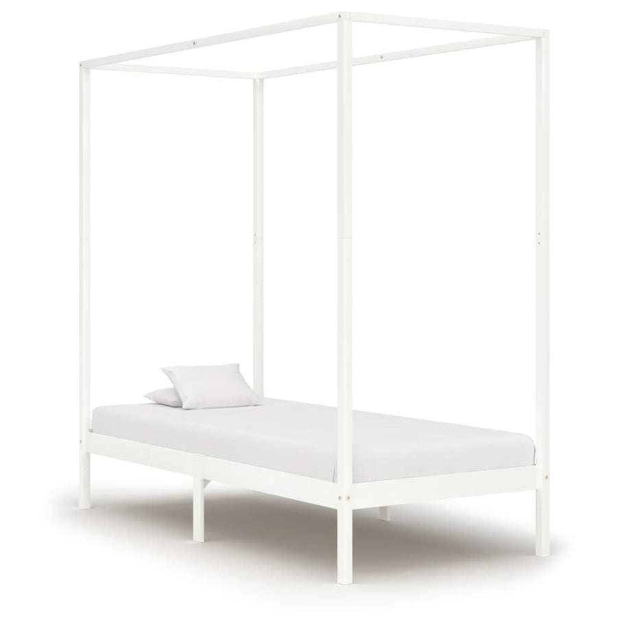 vidaXL Cadre de Lit à Baldaquin Lit Simple Lit Adulte Lit Coffre Sommier à Lattes Chambre à Coucher Maison Blanc 90x200 cm Bois de Pin Massif vidaXL Cadre de Lit à Baldaquin Lit Simple Lit Adulte Lit Coffre Sommier à Lattes Chambre à Coucher Maison Blanc 90x200 cm Bois de Pin Massif