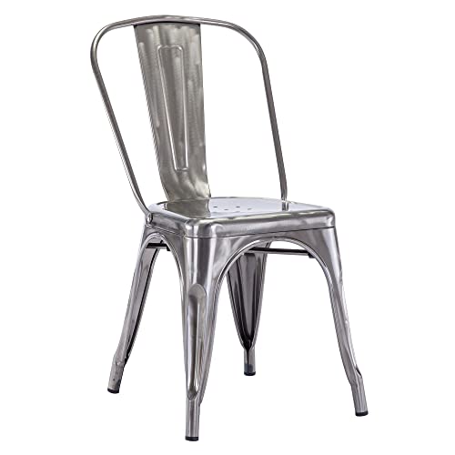 DUHOME Chaises de Salle à Manger Cuisine, Lot de Chaise Bistrot Industriel en Métal, Empilables Chaise de Cuisine, Scandinave Chaise Tabouret pour Bar, Café, Restaurant, Jardin (1PCS, Métallique)