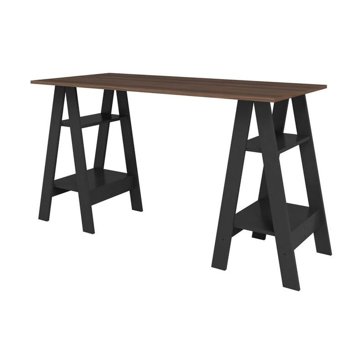 ACTUAL DIFFUSION Bureau 2 Tréteaux 4 Niches Noir et Châtaignier L 135 H 75 P 60 cm