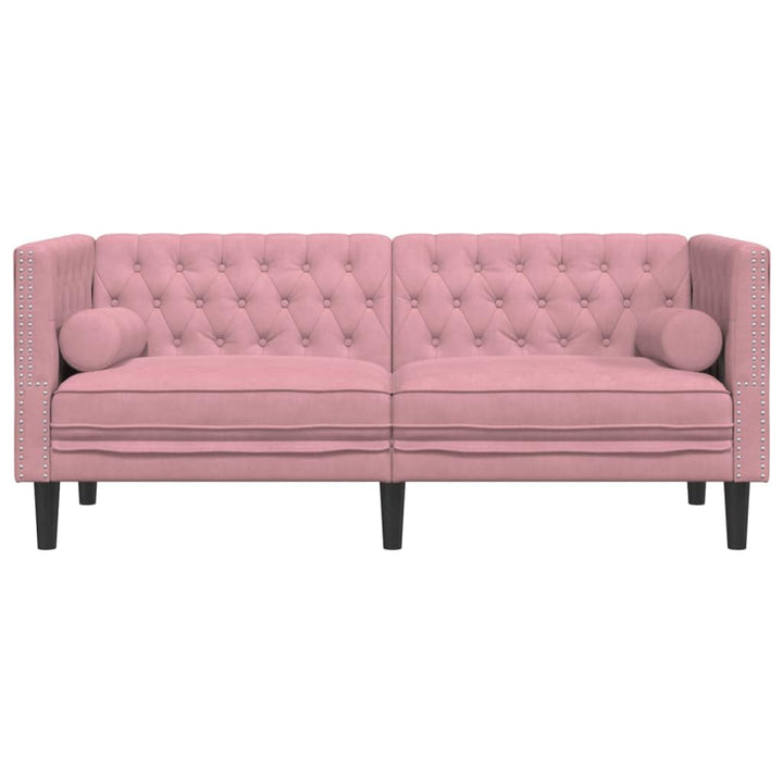 Lumanois Canapé Chesterfield avec traversins 2 Places Rose Velours Canapés Rose,372686 Lumanois Canapé Chesterfield avec traversins 2 Places Rose Velours Canapés Rose,372686