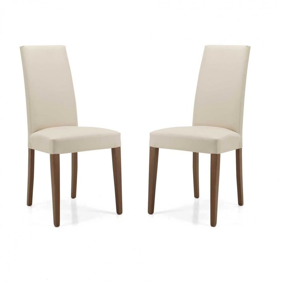 LIBEROSHOPPING.eu - LA TUA CASA IN UN CLIK Chaise de Salle à Manger de Salon en Simili Cuir rembourré avec Pieds Peints Denver Set DE 2 PIÈCES (Beige Pied Noyer)
