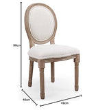 Menzzo Lot de 2 chaises médaillon Louis XVI Tissu Bouclette Crème