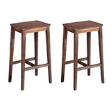 Urban Meuble Lot de 2 Tabourets de Bar Vintage en Bois Massif pour Salle à Manger, Salon, Bar, Bois de Pin, Marron, 40 x 30 x 73 cm