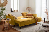 Lisa Design - Canapé d'angle Convertible avec Coffre Réversible Charlie en Velours Côtelé - Canapé Lit - Sofa Jaune 4 Places - Angle Droit - ou Gauche - Salon