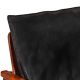 ULUYYUC Fauteuil, fauteuil de lecture, confortable, fauteuil de salon, balcon, convient pour salle de société, bureau, chambre à coucher, en cuir véritable et bois massif d'acacia noir