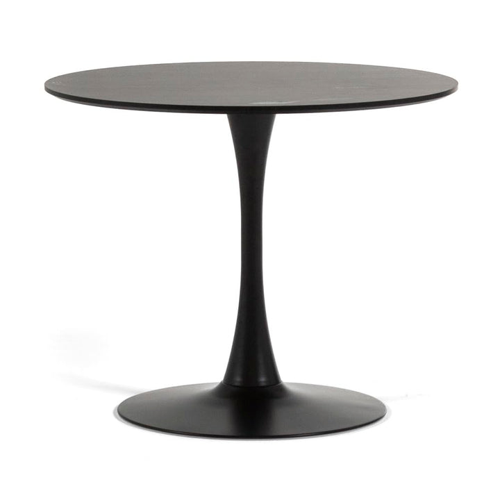 Table ronde tulipe d Table ronde tulipe d'intérieur diamètre 90 cm, 4 personnes cuisine/salle à manger/bureau style classique moderne avec dessus MDF effet bois et base en métal verni mat Orlando (Noir)