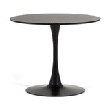 Table ronde tulipe d'intérieur diamètre 90 cm, 4 personnes cuisine/salle à manger/bureau style classique moderne avec dessus MDF effet bois et base en métal verni mat Orlando (Noir)