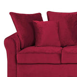 Canapé Fixe 3 Places en Velours Rouge Foncé au Design Glamour Tendance Beliani