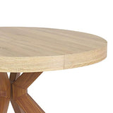 Menzzo Table à Manger Ronde Extensible Avec Pied Central en Métal | Salle à Manger ou Cuisine | Bois, Métal | Myriade | Diamètre 110 cm x H75 cm, Dépliée: L110 x P160-210-260 x H75
