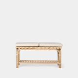 KLAST Banc en Rotin Naturel Kina avec Coussins Déhoussables, Idéale comme Pied de Lit ou Banc, Fabriquée à la Main avec Variations de Couleur