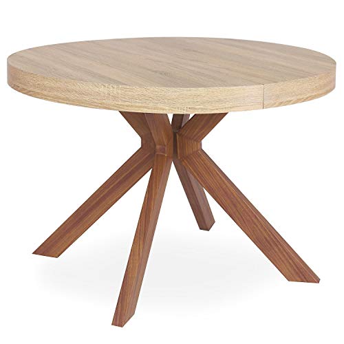 Menzzo Table a Manger avec Pied de Table Metal | Table Ronde Extensible Salle a Manger ou Cuisine avec Pied Central| Bois, Metal | Myriade |Diamètre 110 cm x H75 cm Dépliée: L110 x P160-210-260 x H75 Menzzo Table a Manger avec Pied de Table Metal | Table Ronde Extensible Salle a Manger ou Cuisine avec Pied Central| Bois, Metal | Myriade |Diamètre 110 cm x H75 cm Dépliée: L110 x P160-210-260 x H75