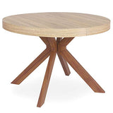 Menzzo Table a Manger avec Pied de Table Metal | Table Ronde Extensible Salle a Manger ou Cuisine avec Pied Central| Bois, Metal | Myriade |Diamètre 110 cm x H75 cm Dépliée: L110 x P160-210-260 x H75